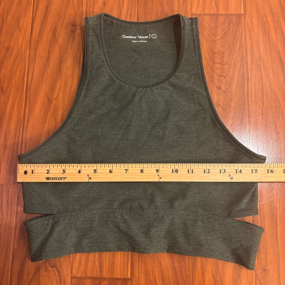 Outdoor Voices Slashback Crop Top Womens Large Dark Green - Picture 2 of 6